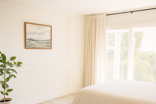 Boho beige wall molding panel in modern minimalist bedroom – Ulu Boheme
